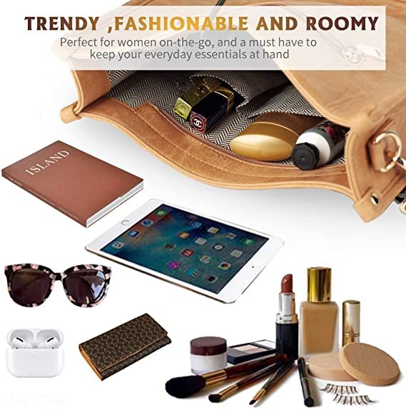 Vegan Leather Crossbody Fashion Shoulder Bag Purse with Adjustable Strap